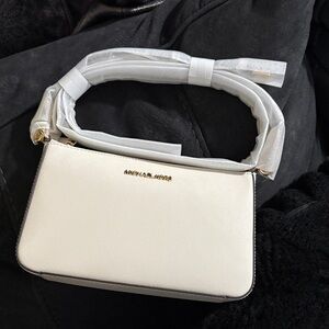 Michael Kors Cream Crossbody Bag with Gold Accents